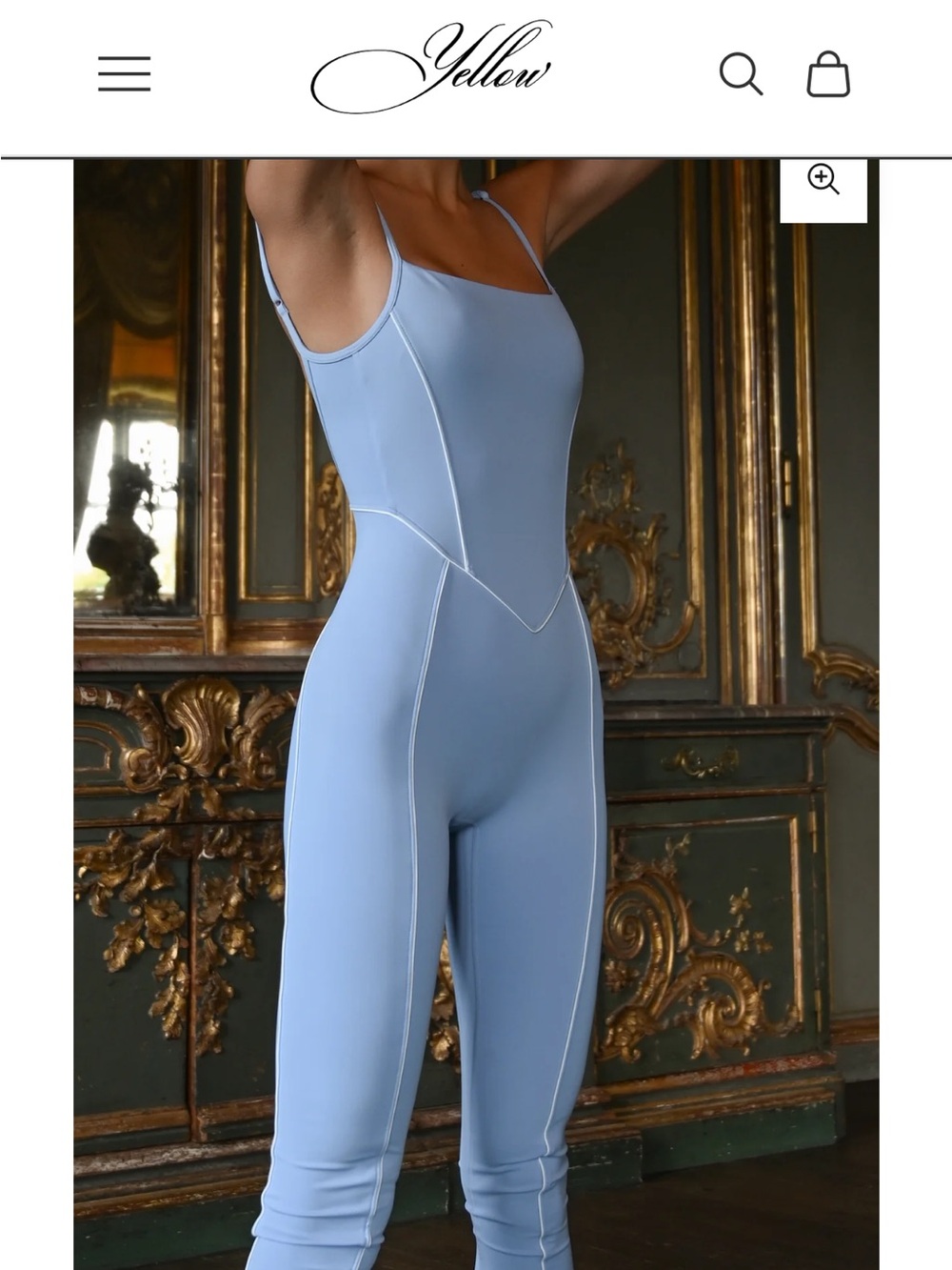 Yellow Light Blue Fitted Jumpsuit with Seam Detailing